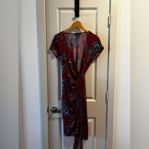 Red Floral Wrap Dress